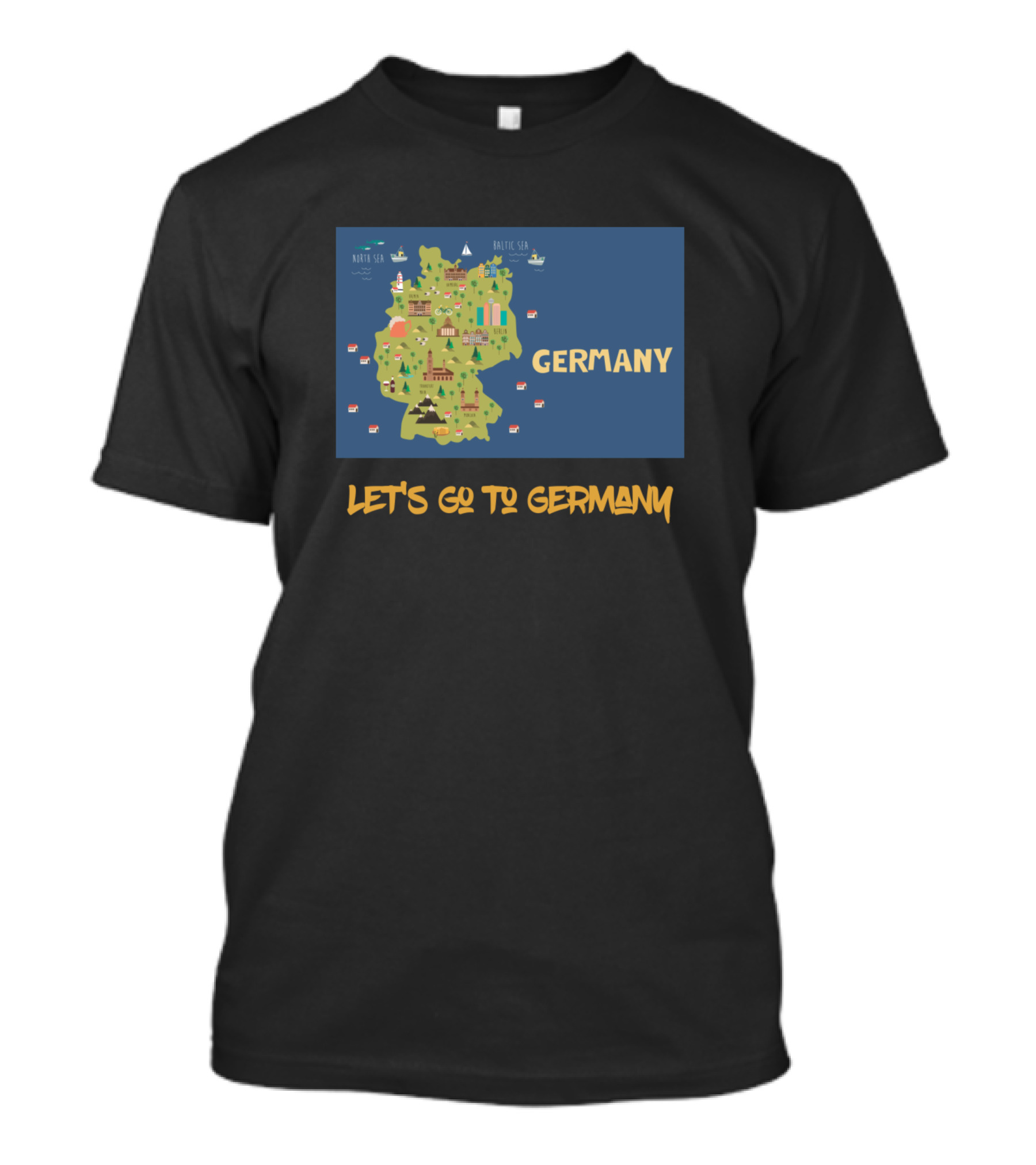 Let's Go To Germany Map And Landmarks Exploration T-Shirt