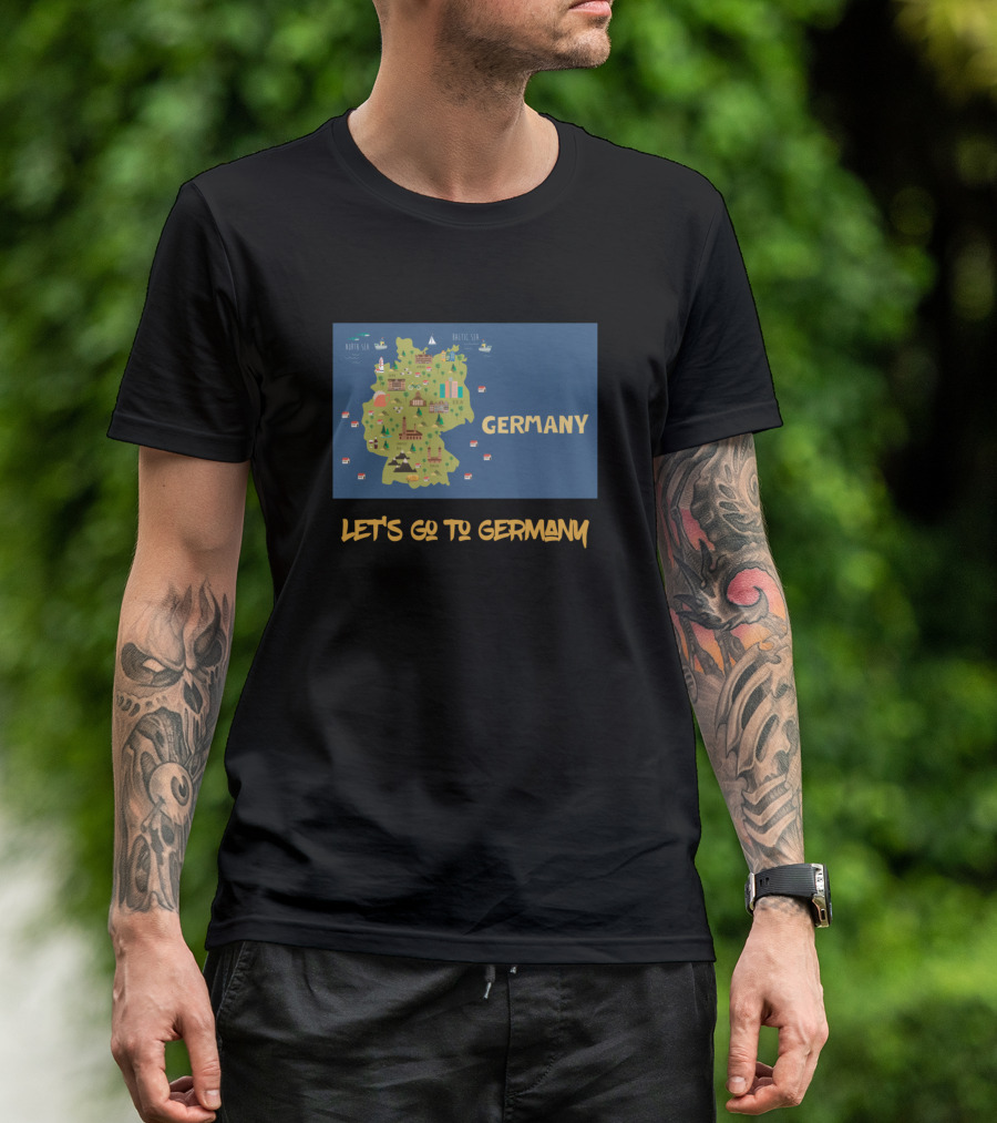 Let's Go To Germany Map And Landmarks Exploration T-Shirt