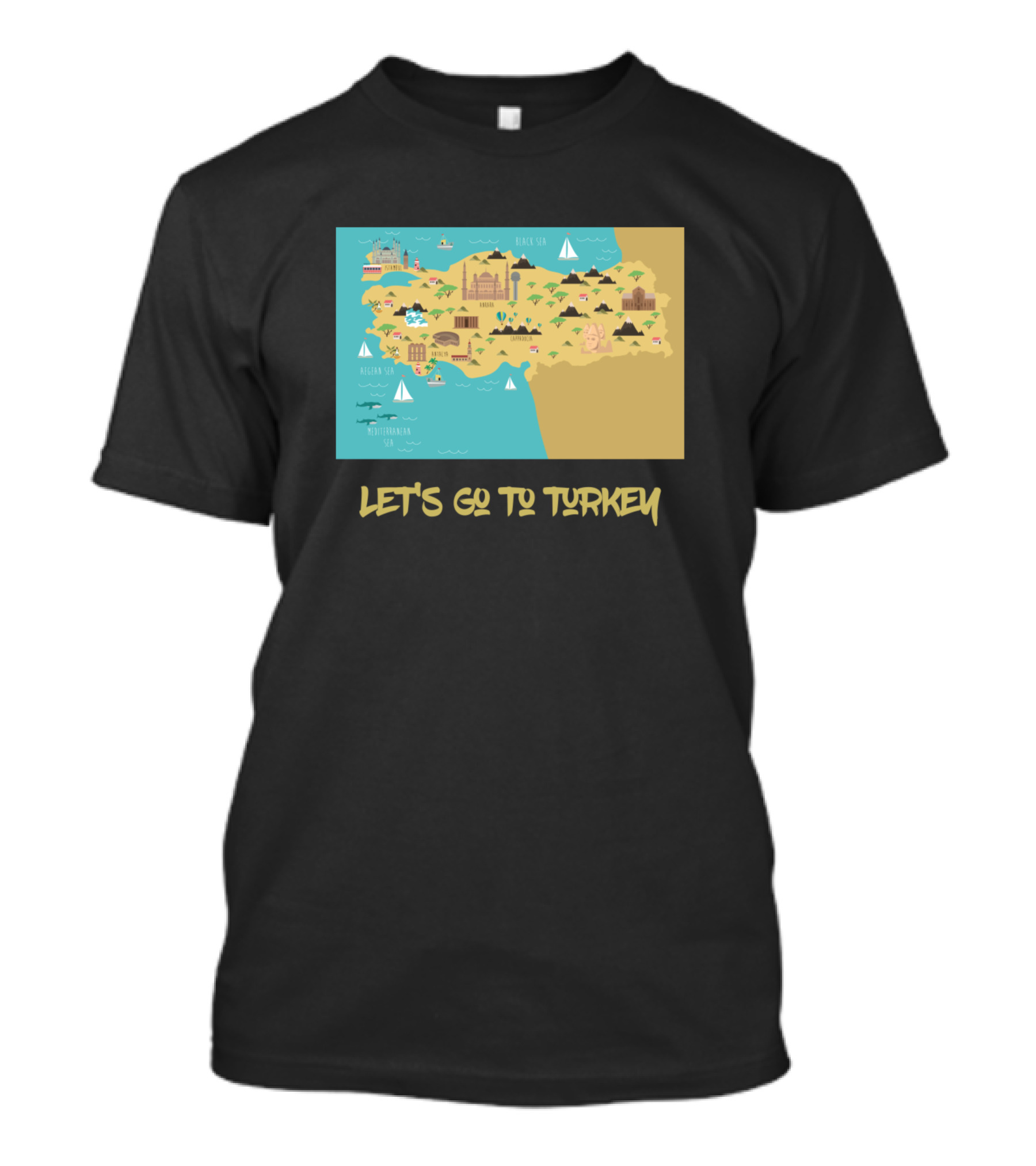 Let's Go To Turkey Map Adventure Icons T-Shirt