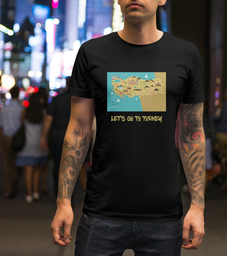 Let's Go To Turkey Map Adventure Icons T-Shirt