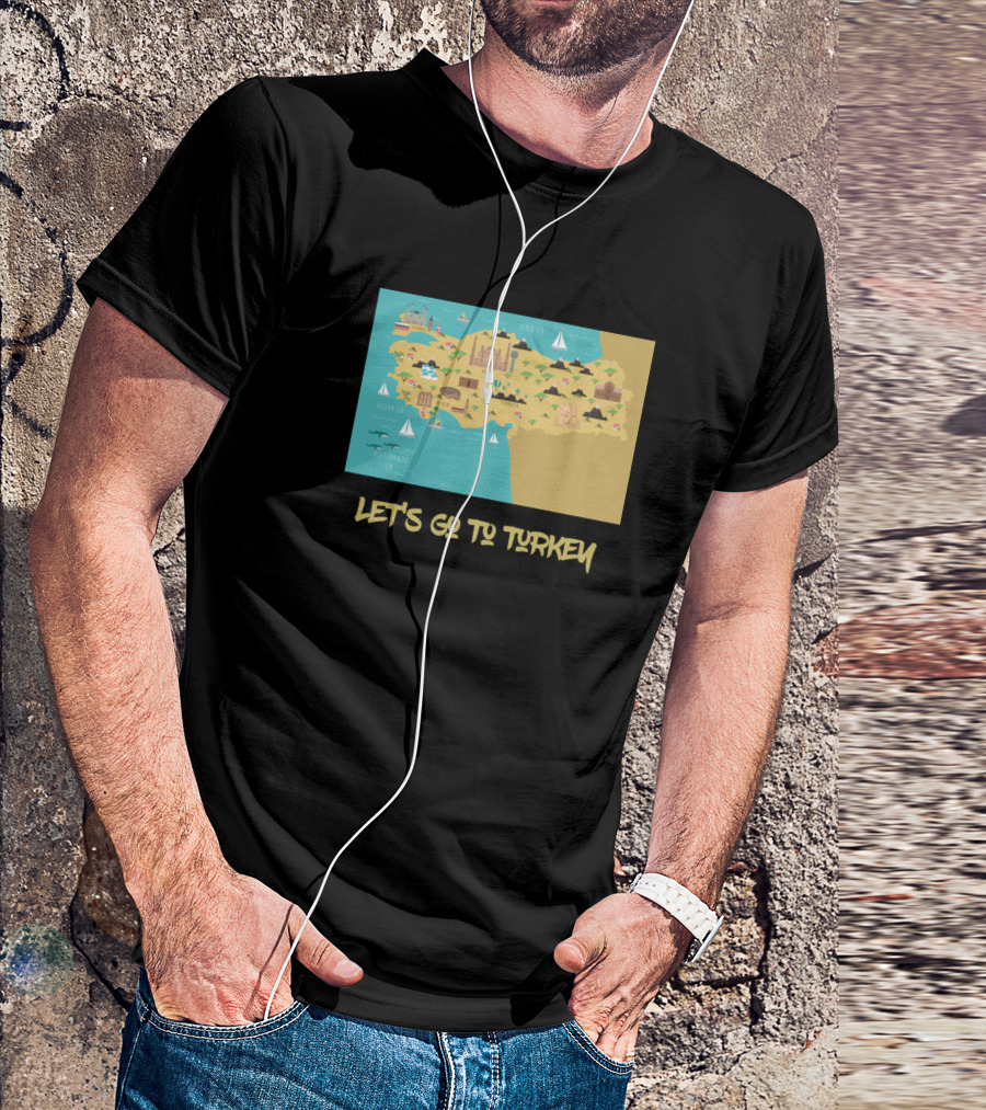 Let's Go To Turkey Map Adventure Icons T-Shirt