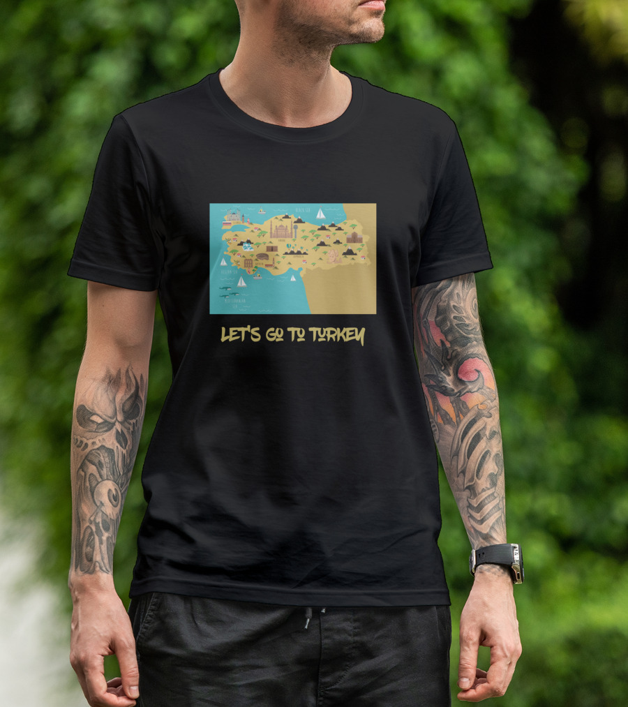 Let's Go To Turkey Map Adventure Icons T-Shirt