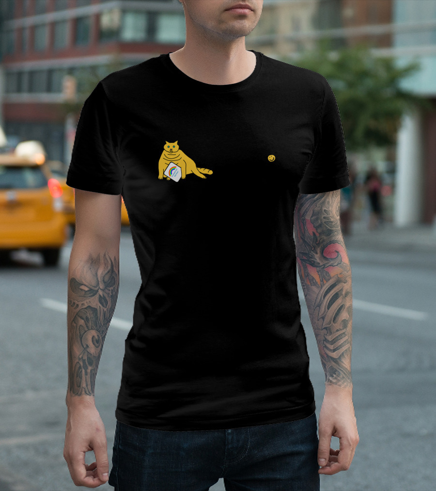 Asha Cuddly Cat with Rainbow Sign and Smiley Face T-Shirt