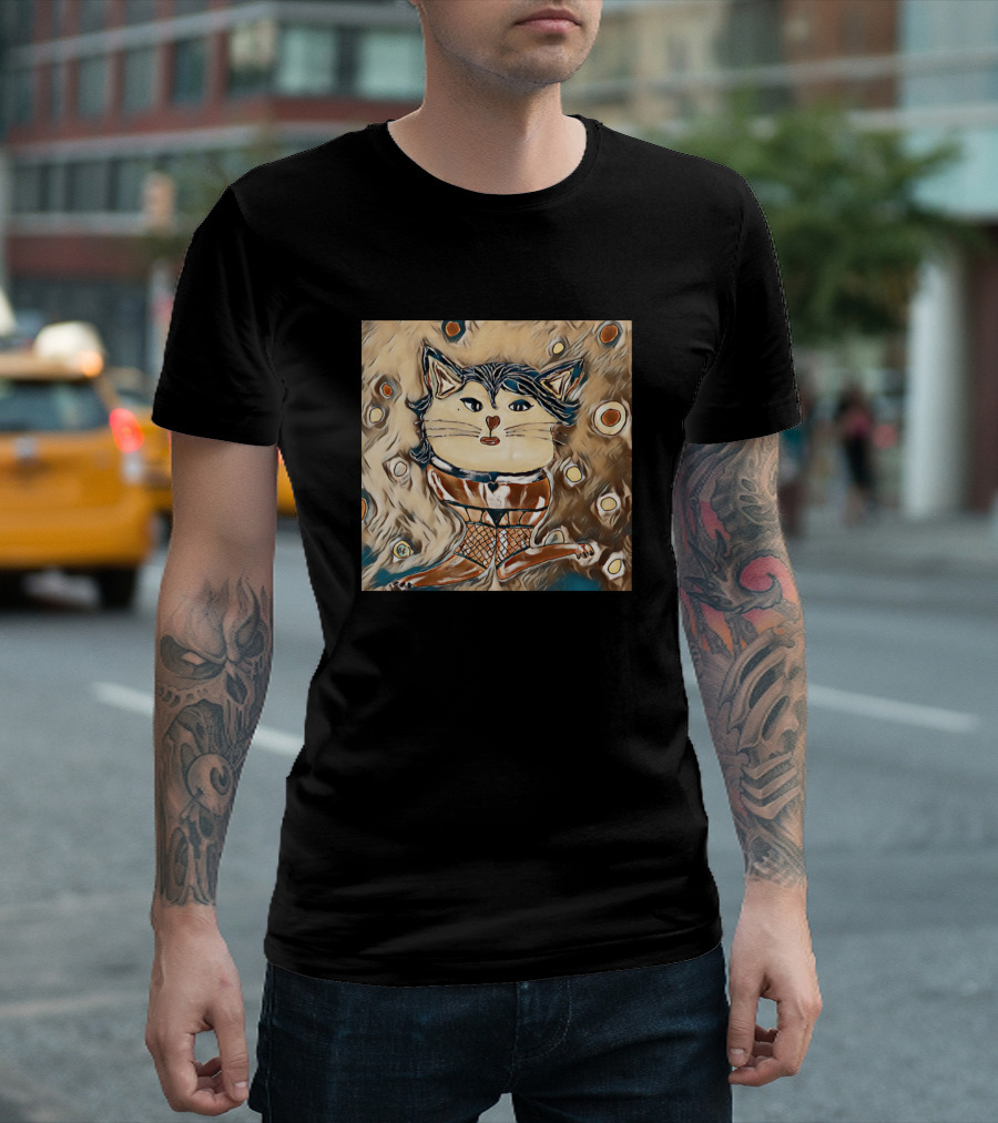 Meow Cat Lady Abstract Artful Feline T-Shirt