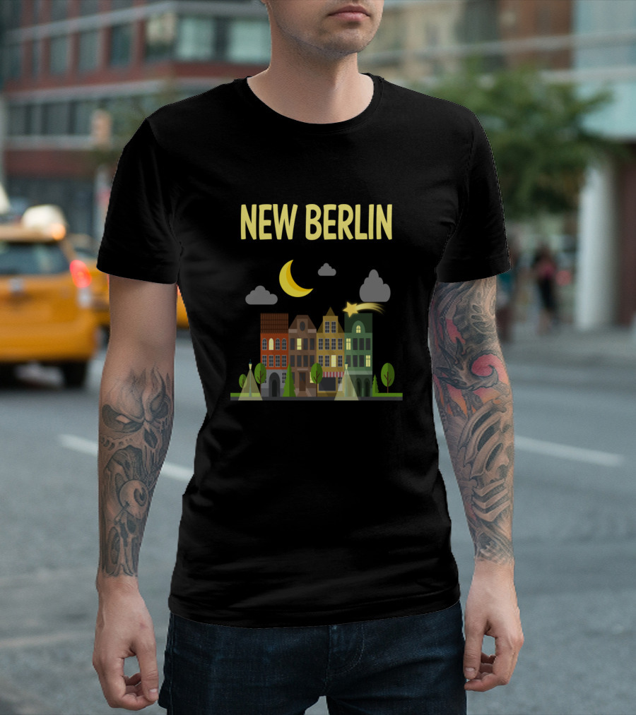 New Berlin Night City Skyline Moon And Stars T-Shirt