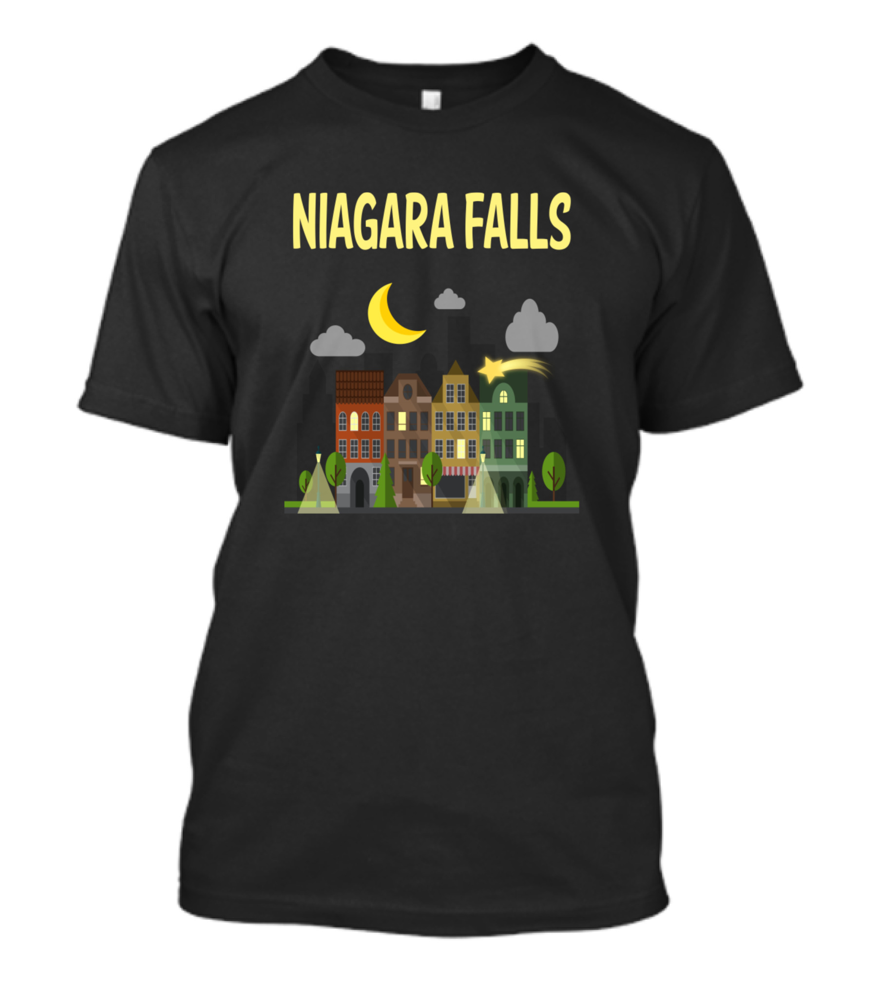 NIAGARA FALLS Night Cityscape Stars Moon Clouds T-Shirt