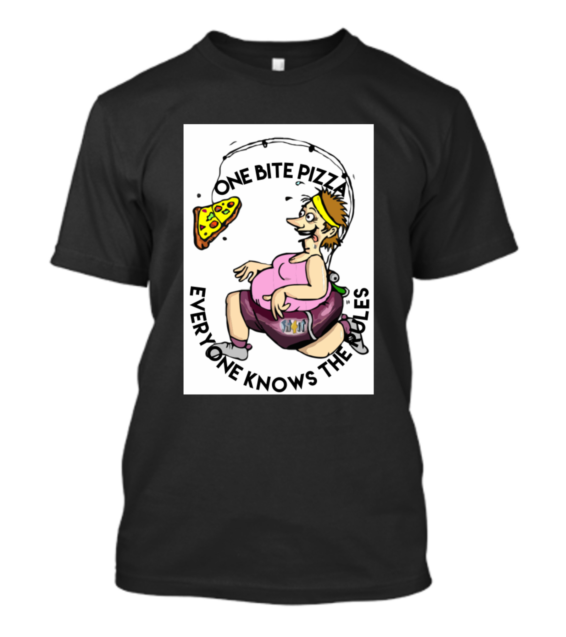 One Bite Pizza Everyone Knows The Rules Funny T-Shirt