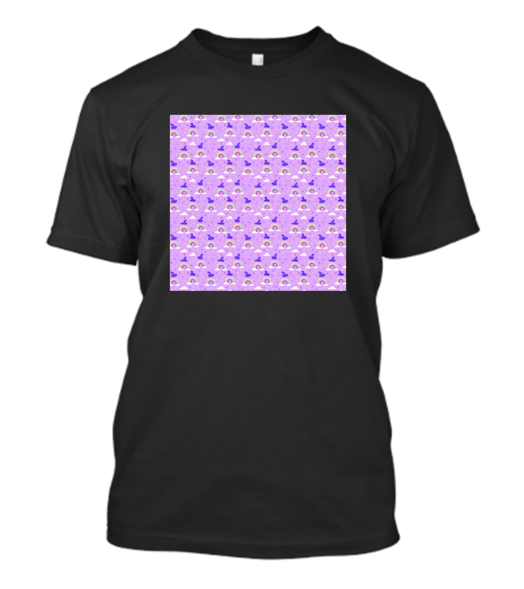 Over The Rainbow Purple Pattern With Clouds And Stars T-Shirt