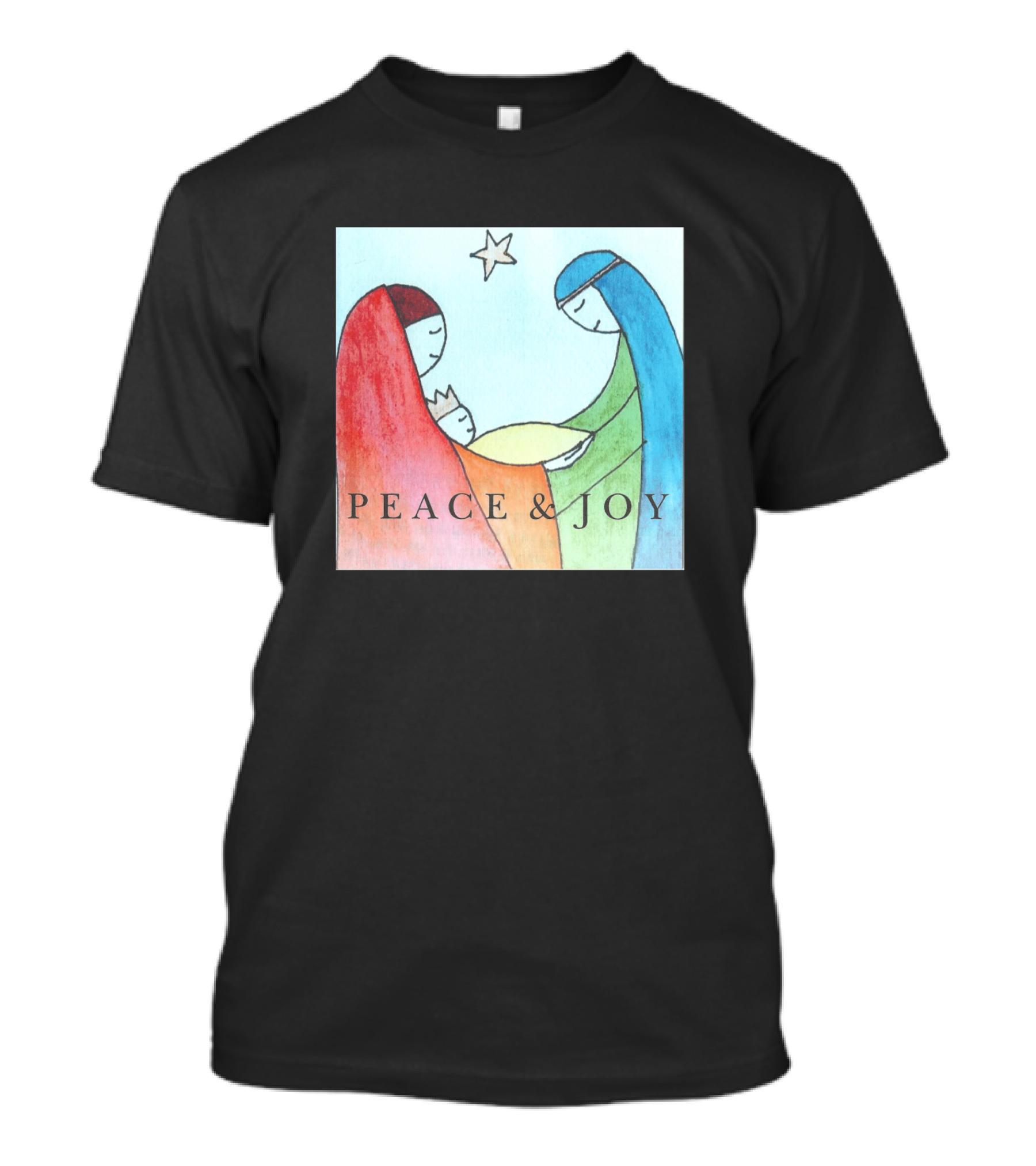 Peace And Joy Nativity Scene With Star T-Shirt