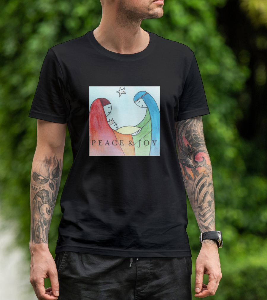 Peace And Joy Nativity Scene With Star T-Shirt