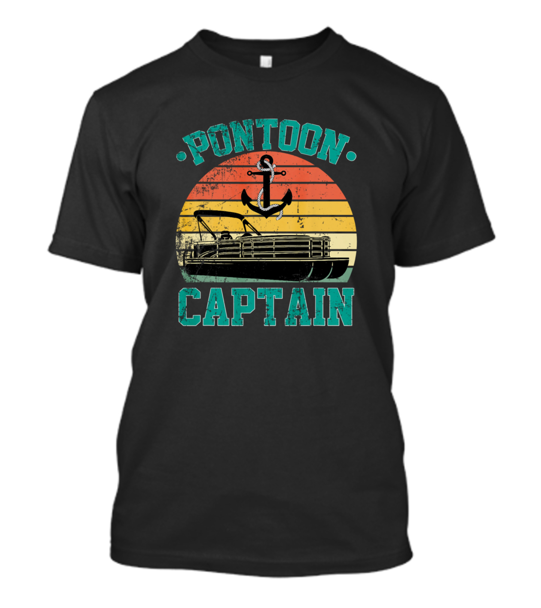 Pontoon Captain Vintage Anchor Boating Enthusiast T-Shirt