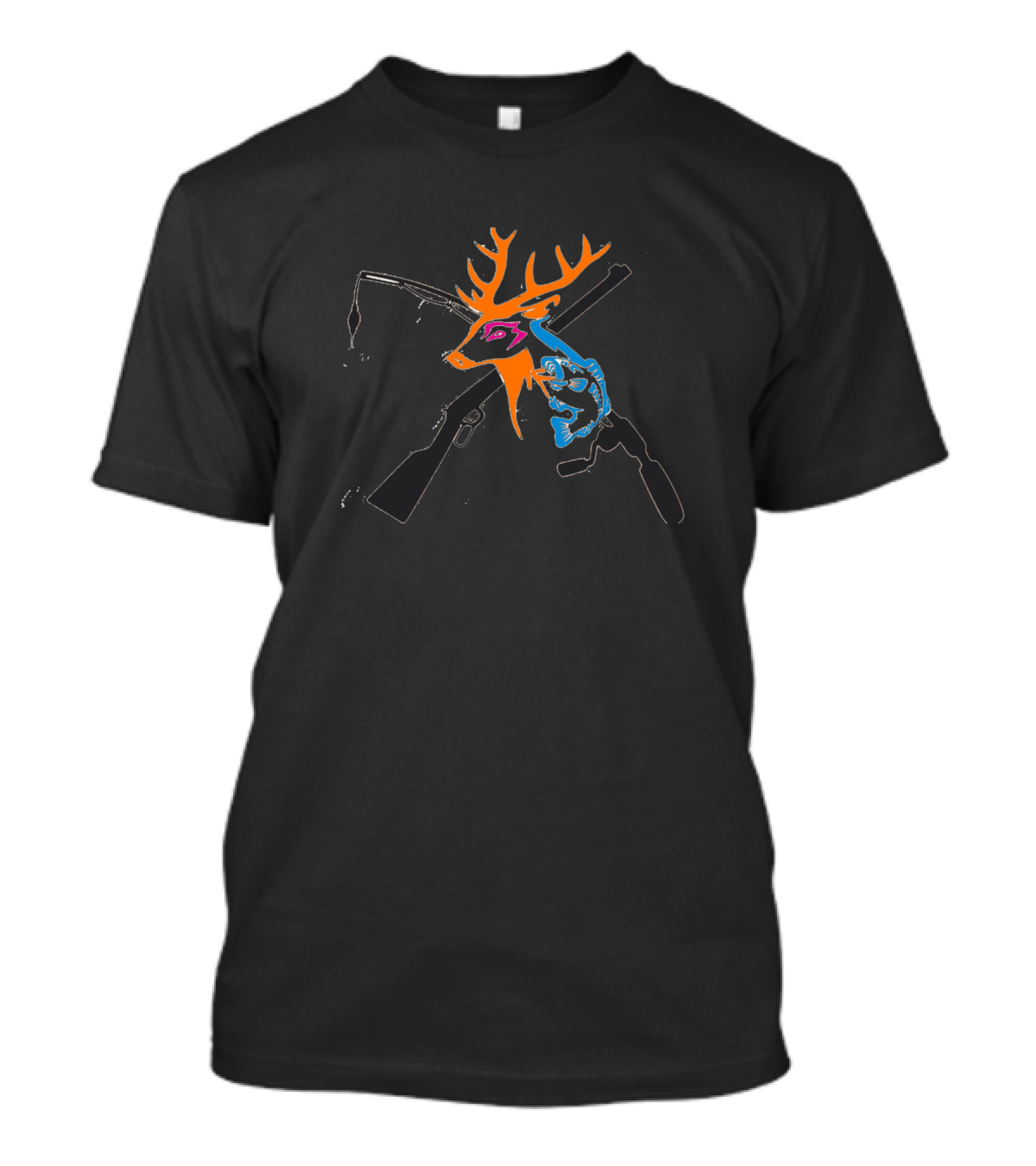 Protect Wild Animals Colorful Deer And Bear With Crossed Rifles T-Shirt