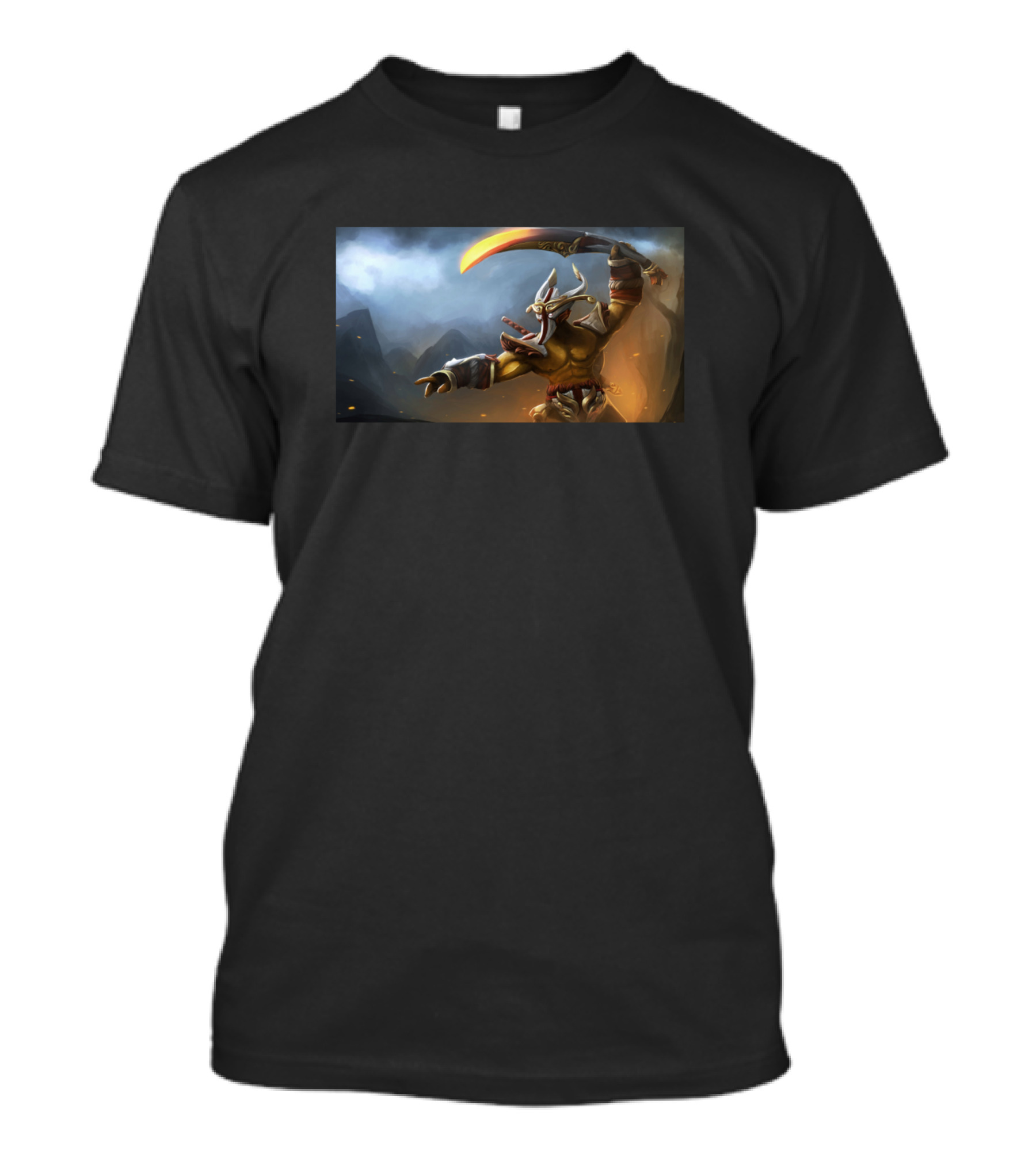 Samura Warrior With Horned Helmet And Sword In Mountain Mist T-Shirt