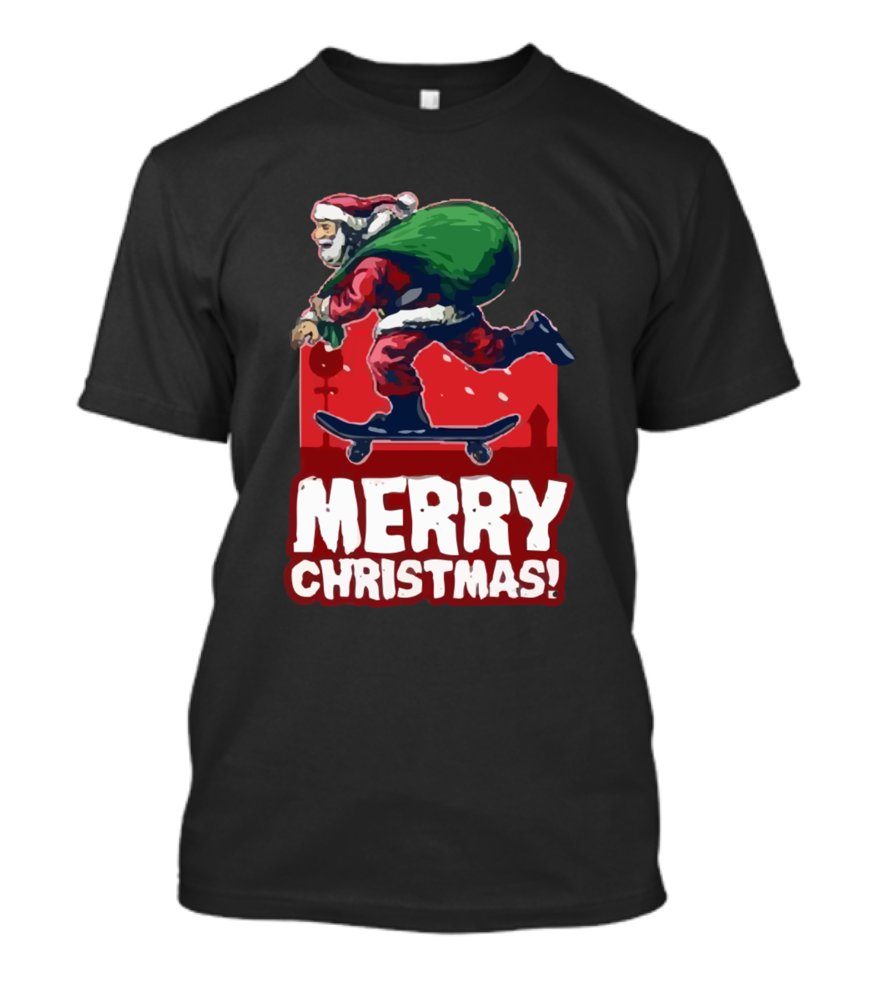Merry Christmas Santa Riding Skateboard T-Shirt