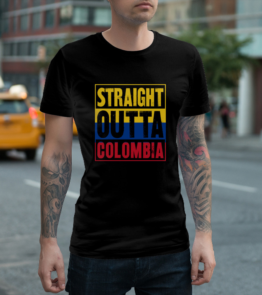 Straight Outta Colombia Colombian Flag Colors T-Shirt