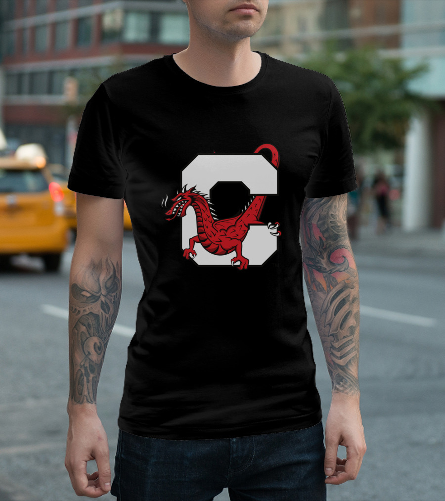 SUNY Cortland Red Dragons Logo With Red Dragon And Letter C T-Shirt