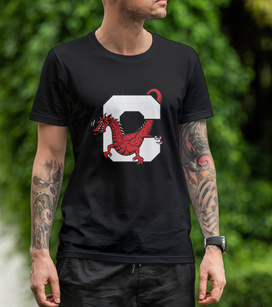 SUNY Cortland Red Dragons Logo With Red Dragon And Letter C T-Shirt