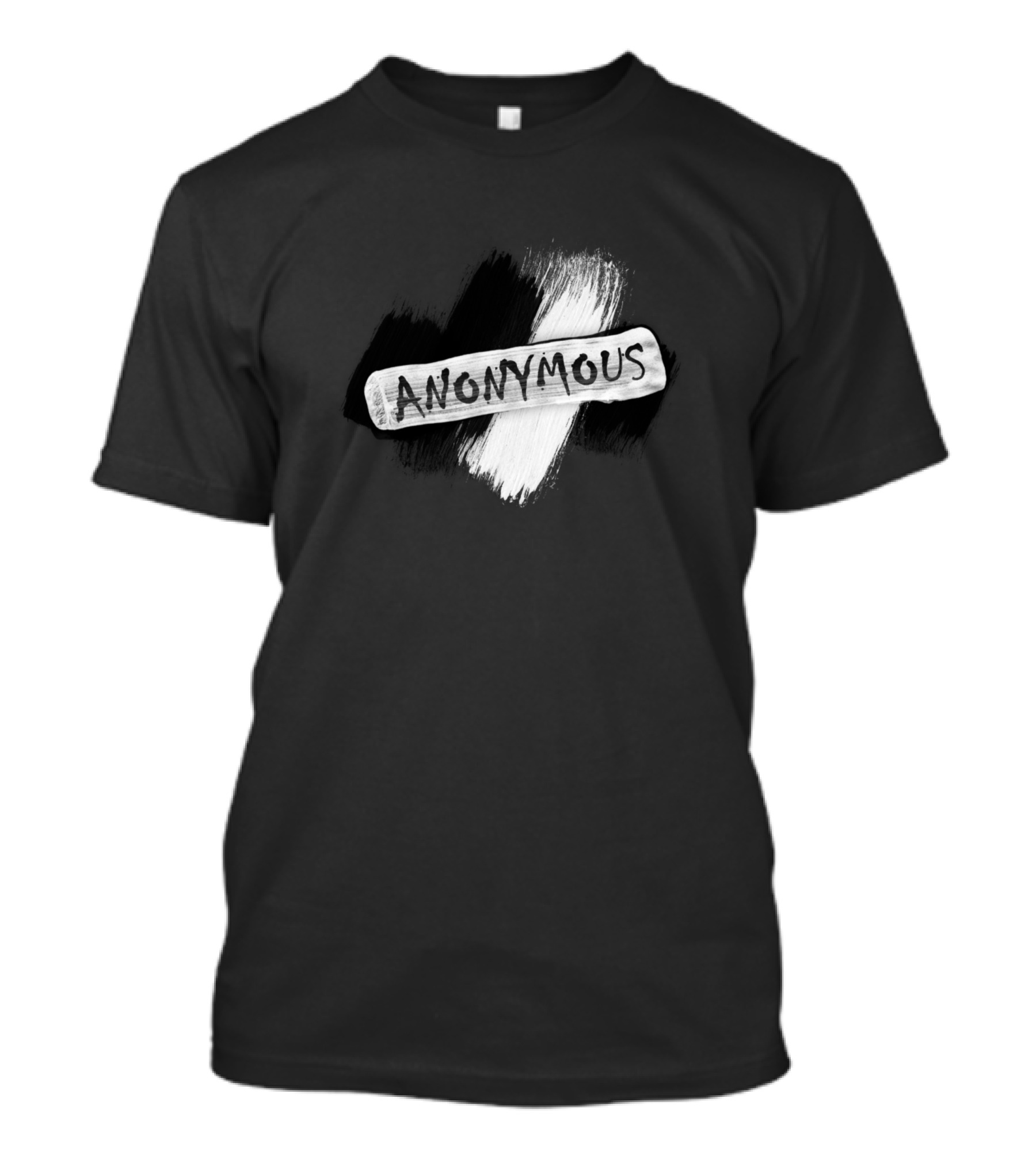 Anonymous Black White Brushstroke Contrast T-Shirt