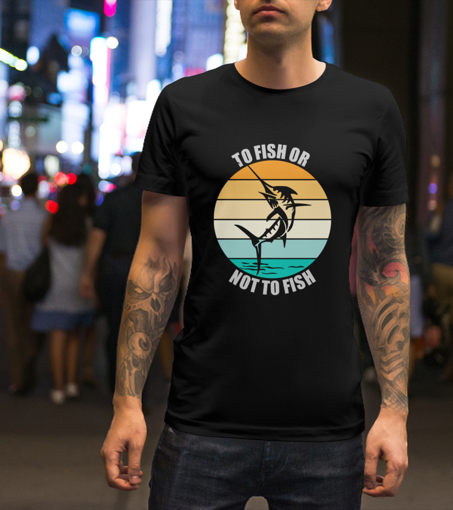 To Fish Or Not To Fish Retro Sunset Marlin Jumping T-Shirt
