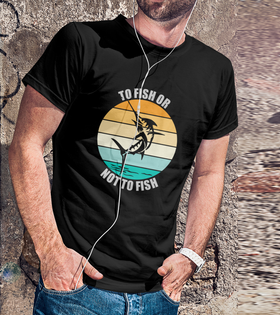To Fish Or Not To Fish Retro Sunset Marlin Jumping T-Shirt