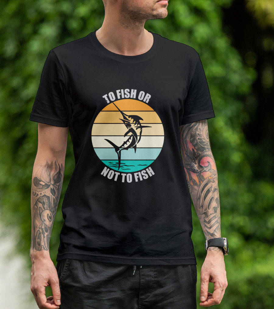 To Fish Or Not To Fish Retro Sunset Marlin Jumping T-Shirt