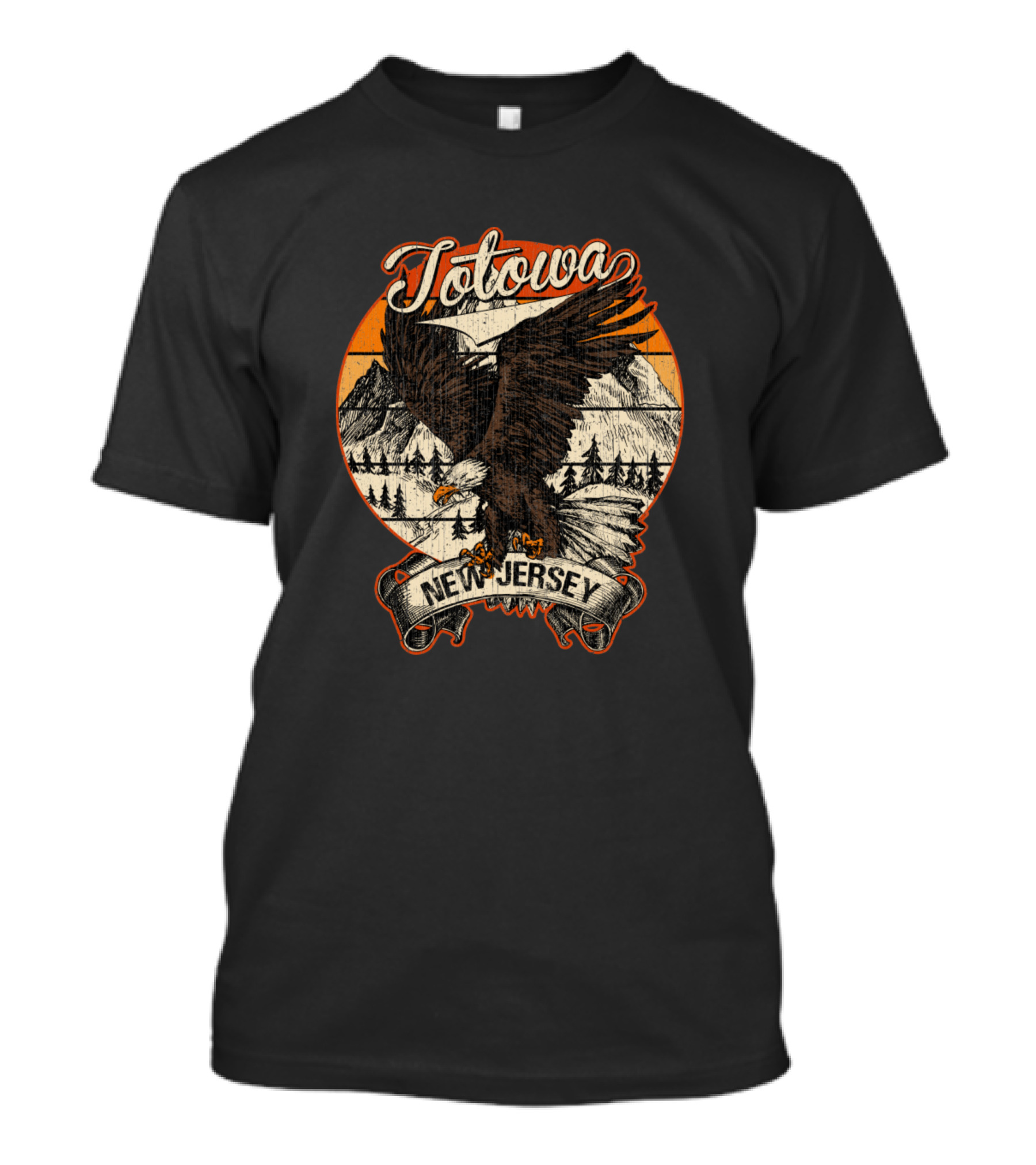 Totowa New Jersey Bald Eagle Retro Vintage Aesthetic Mountain Landscape T-Shirt