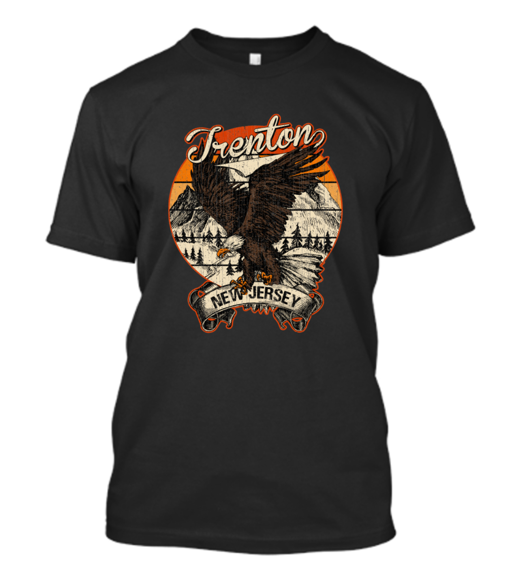 Trenton New Jersey Bald Eagle Vintage Retro Aesthetic Scenic Mountains T-Shirt