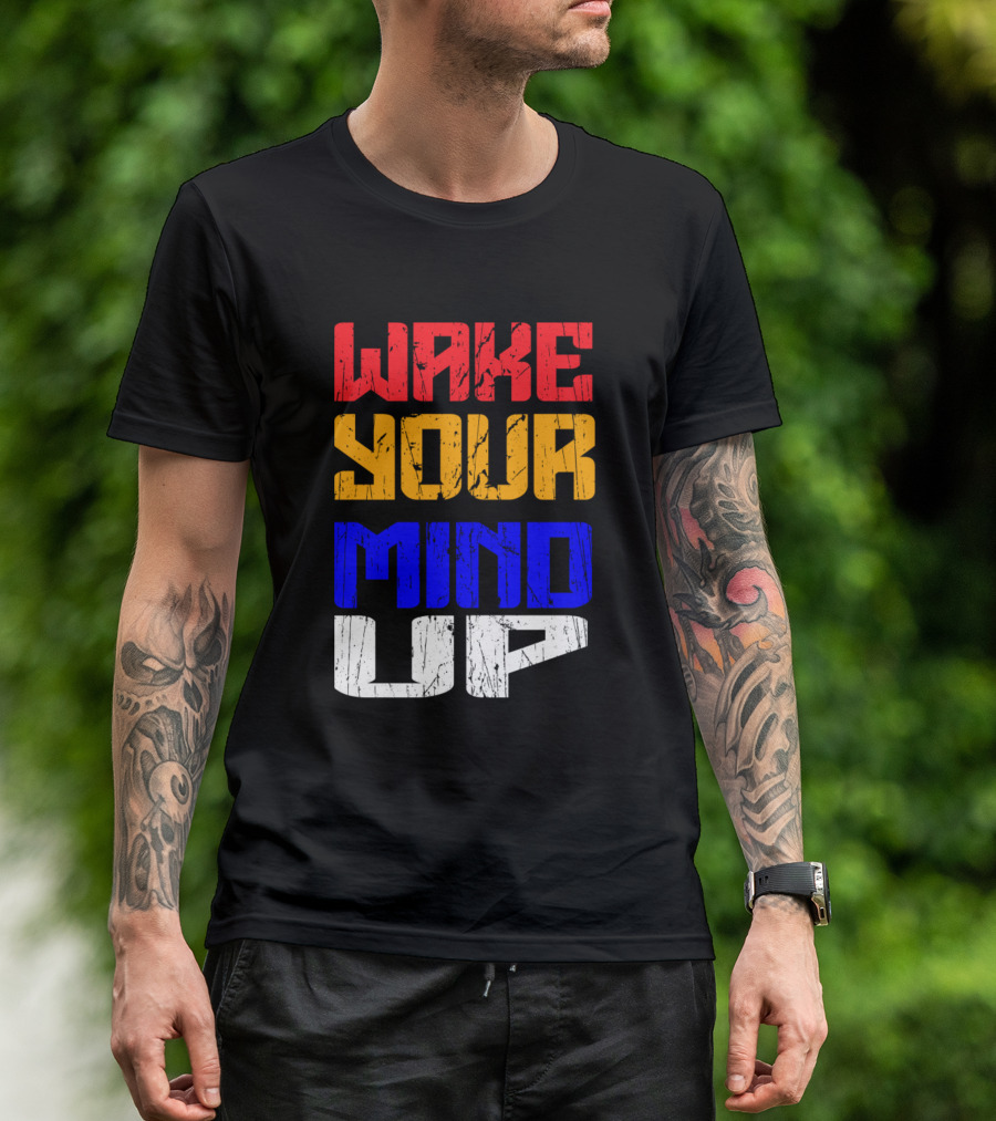 Wake Your Mind Up Color Block T-Shirt