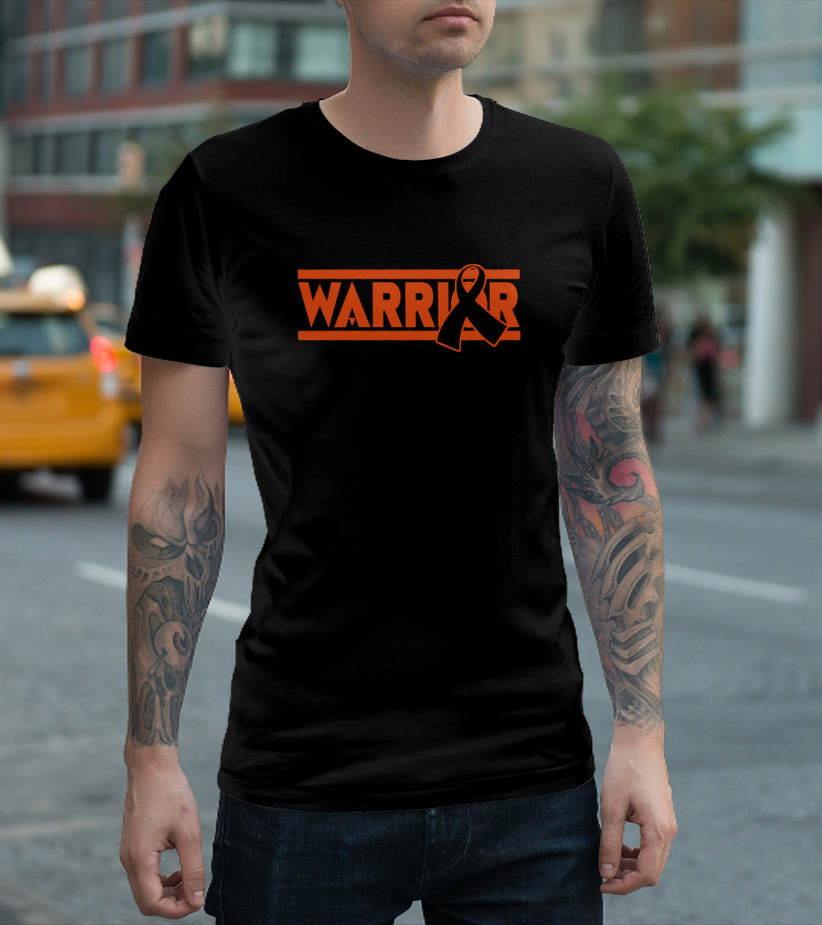 Warrior CHD Awareness Orange Ribbon Warrior Bold Text with Ribbon T-Shirt