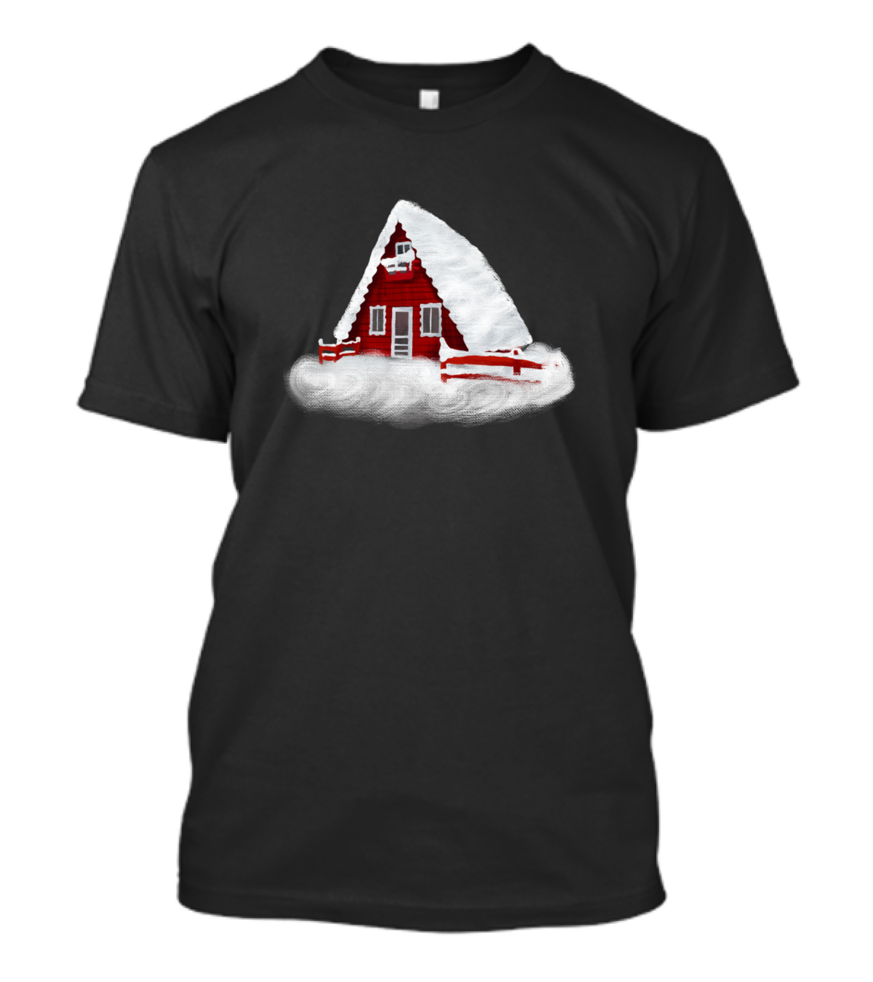 Winter Forest House Snowy Cabin Scene T-Shirt