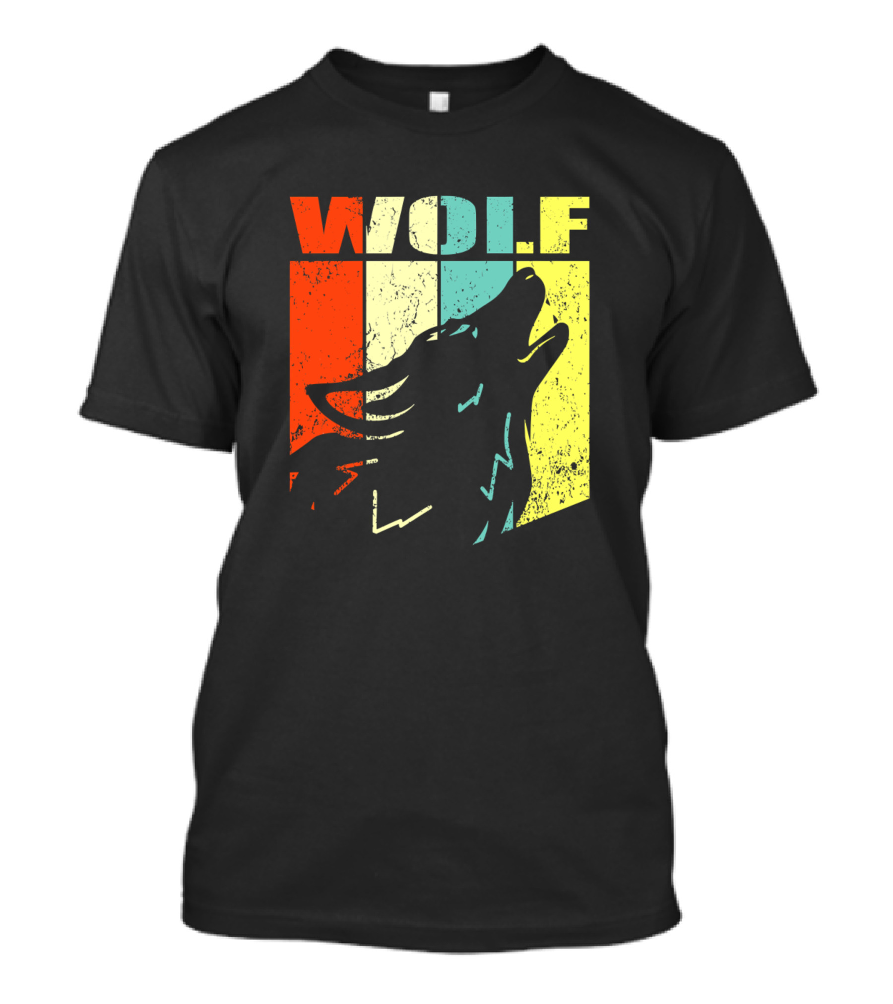 Wolf Wolf Wild Life Vintage Howling Wolf Silhouette Retro Colors T-Shirt