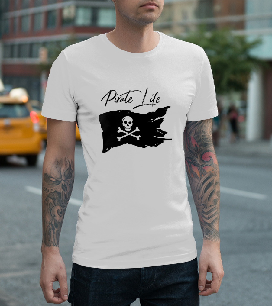 Pirate Life Skull And Crossbones Flag T-Shirt