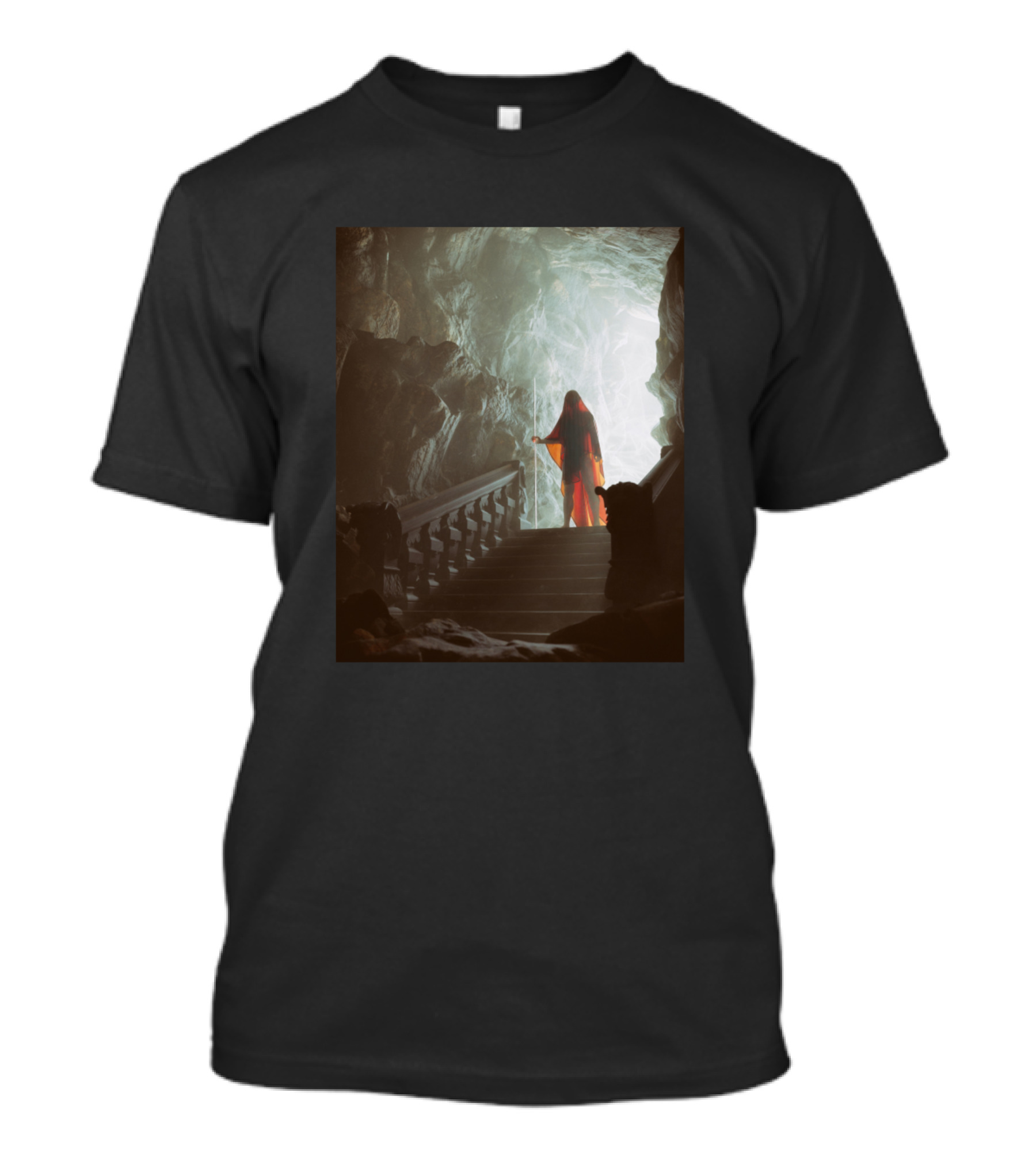 A Place That He Used To Know Mysterious Cave Stairway With Hooded Figure T-Shirt