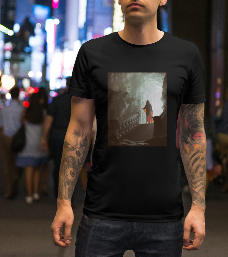A Place That He Used To Know Mysterious Cave Stairway With Hooded Figure T-Shirt