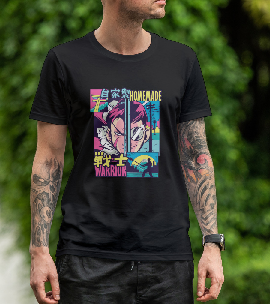 Homemade Vaporwave Anime Warrior Comic T-Shirt