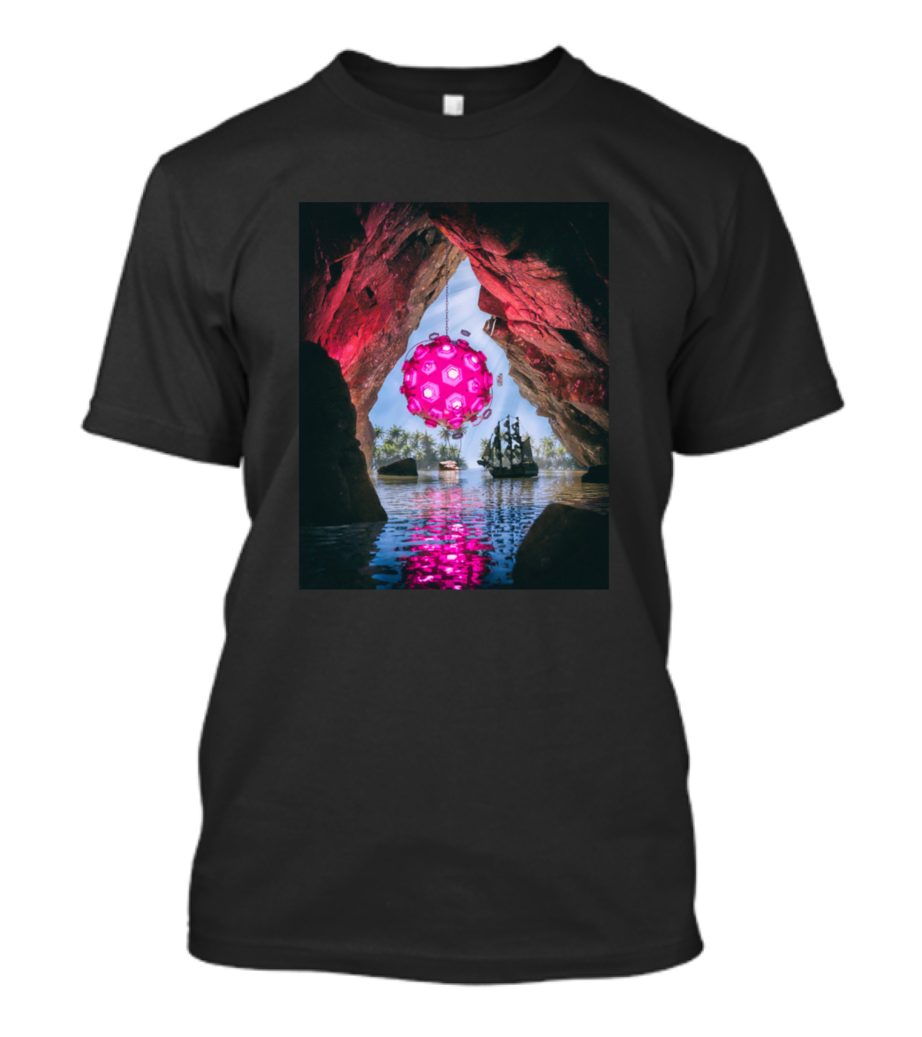 Artificial Light Ship Cave Pink Orb Reflections T-Shirt