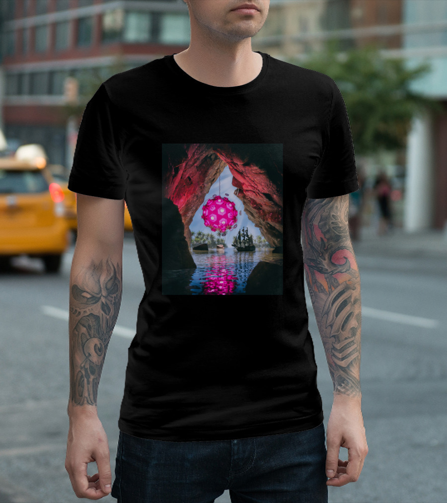 Artificial Light Ship Cave Pink Orb Reflections T-Shirt