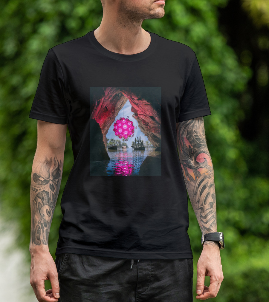 Artificial Light Ship Cave Pink Orb Reflections T-Shirt