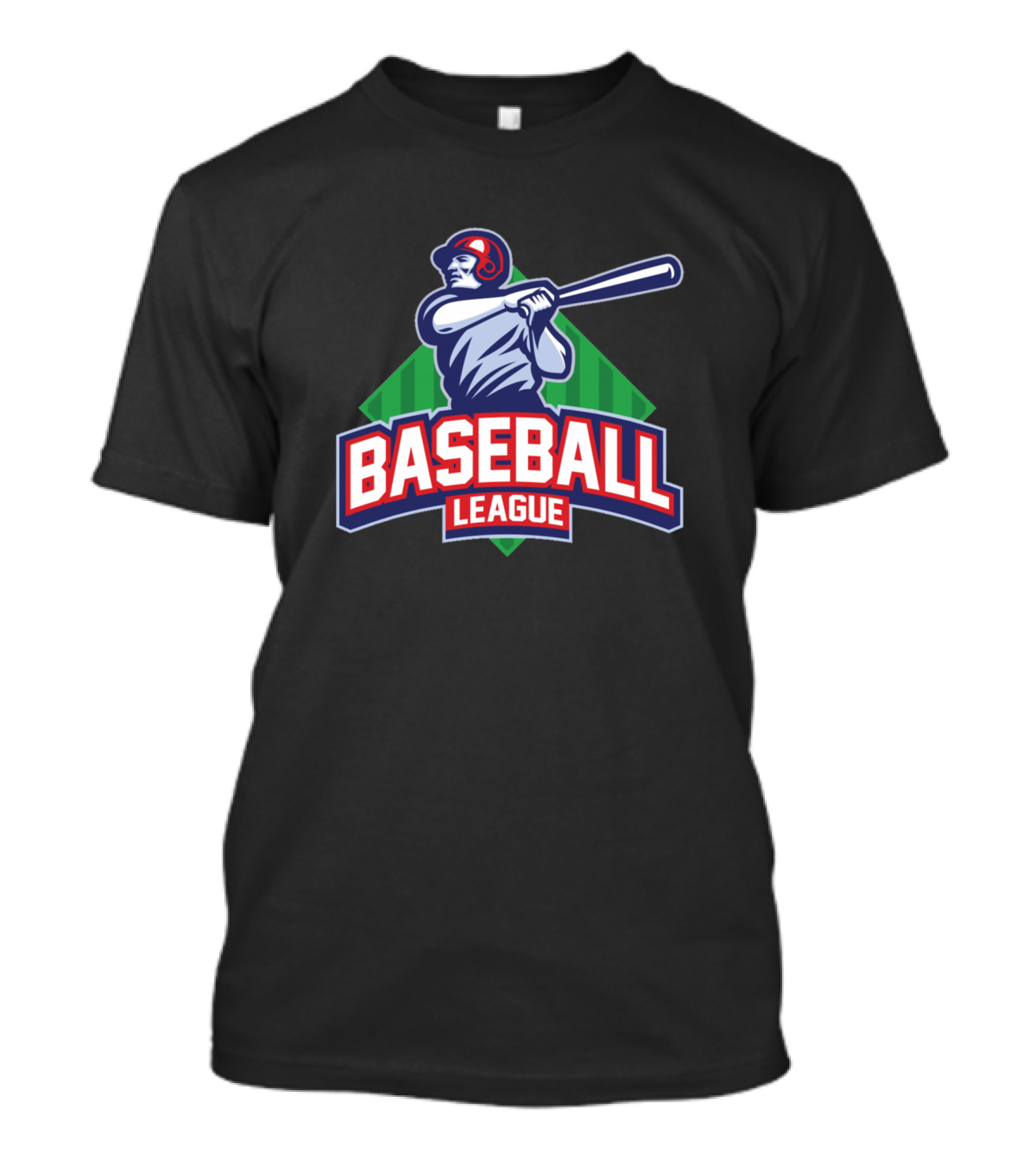 BASEBALL LEAGUE BATTER WITH GREEN DIAMOND BACKGROUND AND HELMET T-Shirt