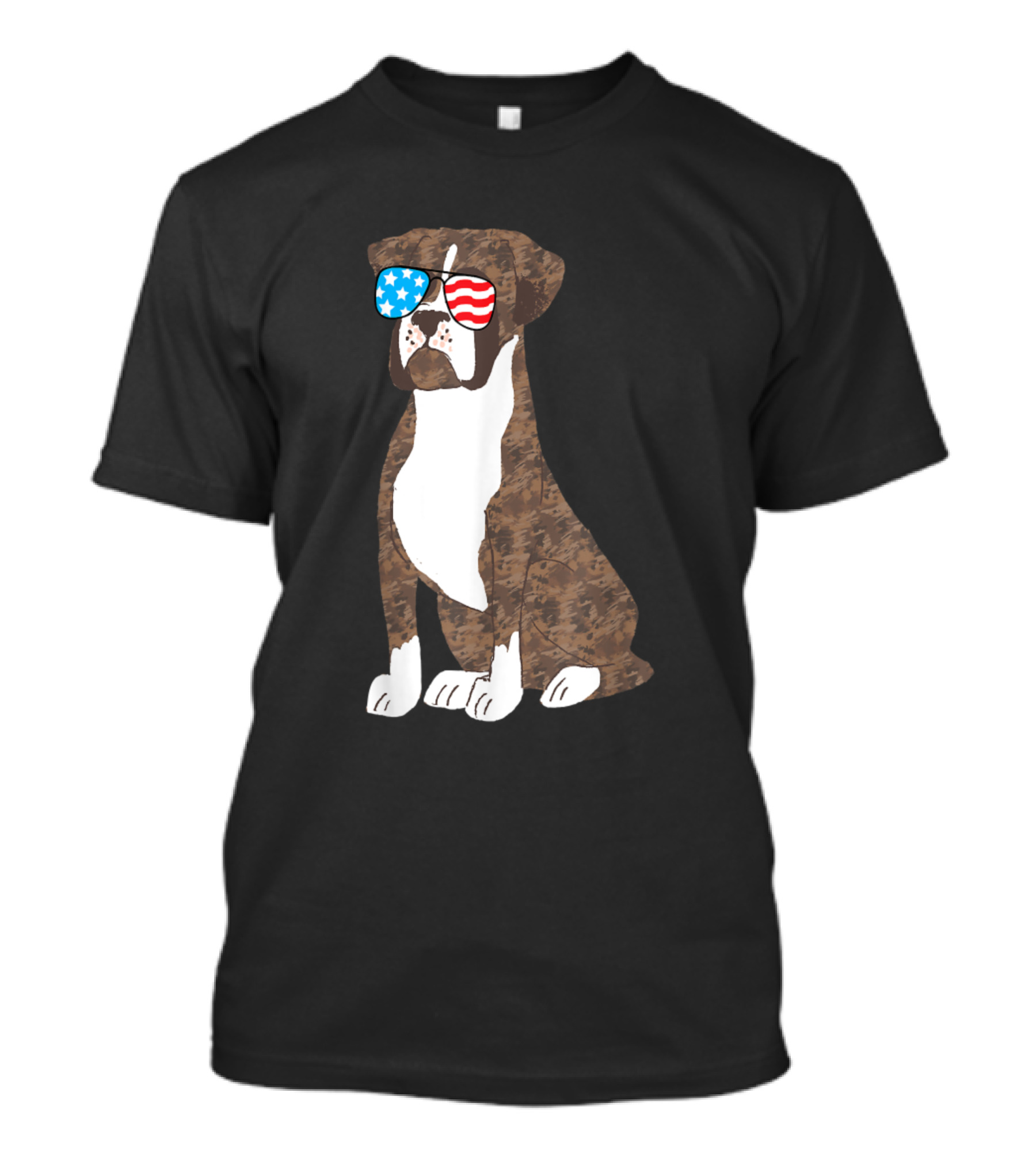 Boxer Dog Wearing USA Flag Sunglasses Patriotic Memorial Day T-Shirt