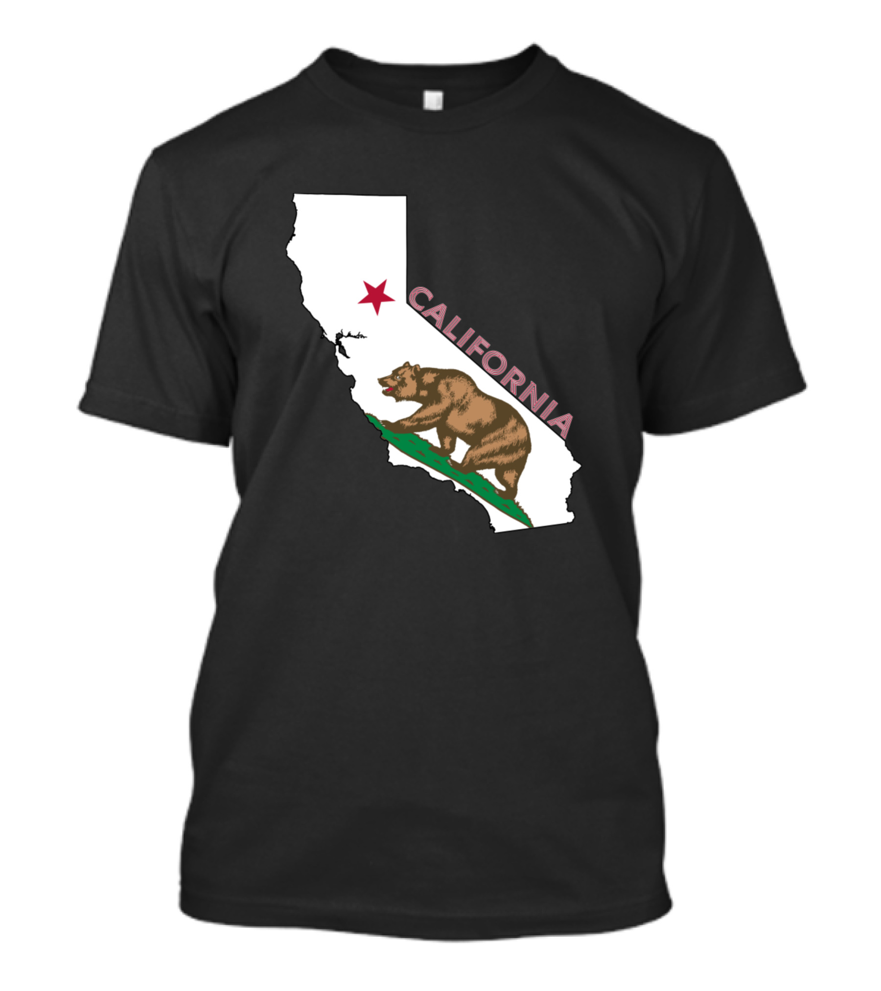 California Republic Bear Map Icon With Star T-Shirt
