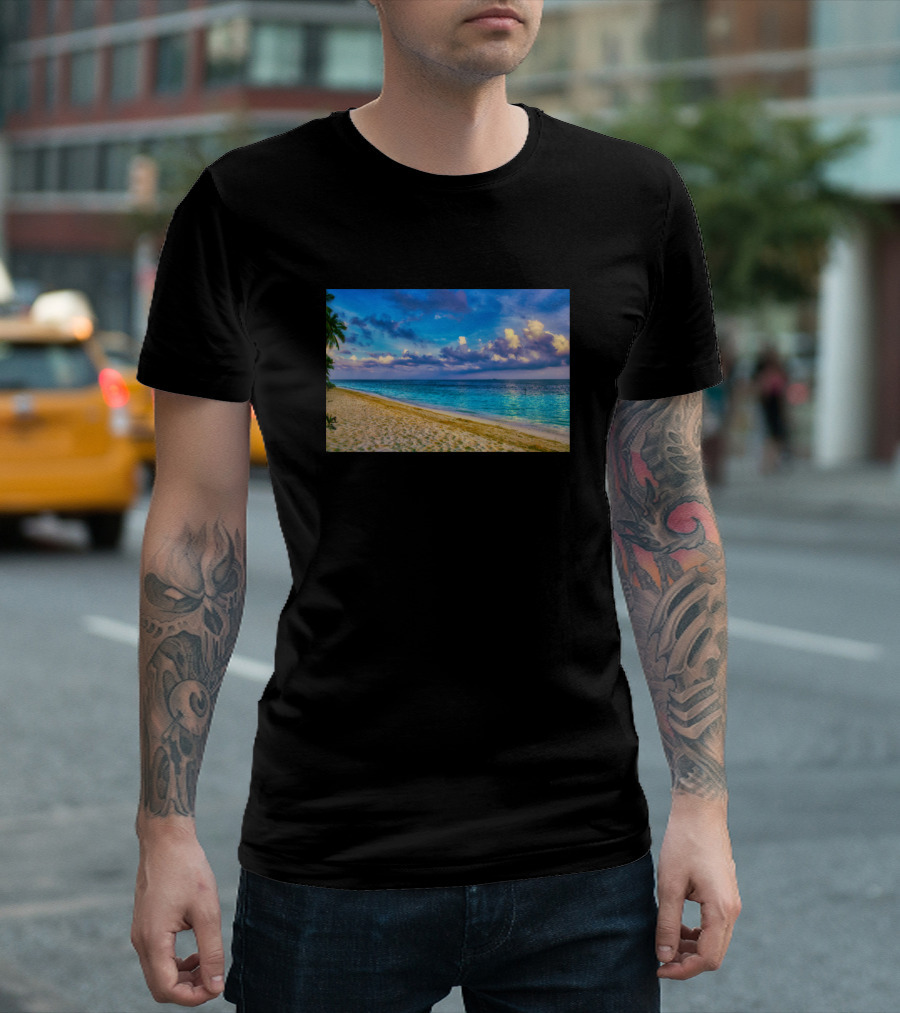 Coconut Beach Ocean Waves Scenic View Tropical Paradise T-Shirt