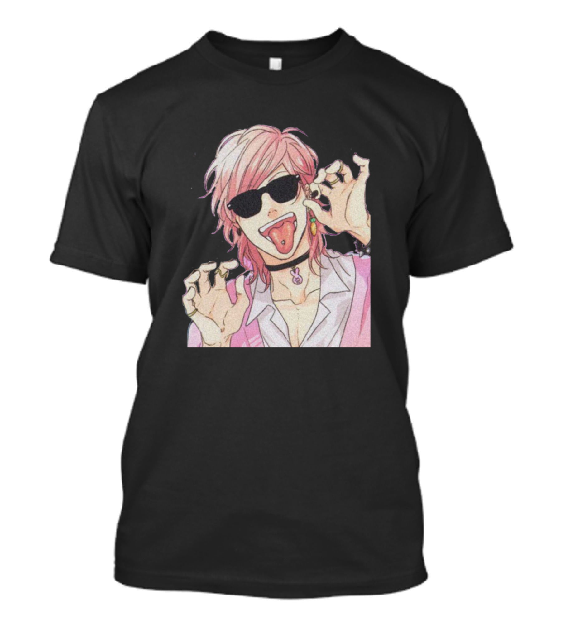 Cool Yarichin B Club Pink Haired Character With Sunglasses And Tongue Out T-Shirt