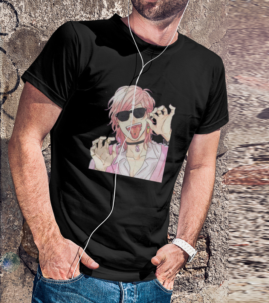 Cool Yarichin B Club Pink Haired Character With Sunglasses And Tongue Out T-Shirt