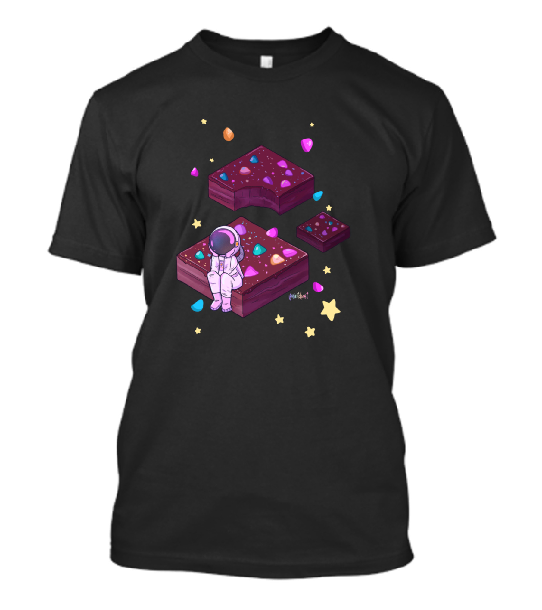 Cosmic Brownie Astronaut In Space With Colorful Stars And PlanetShapes T-Shirt