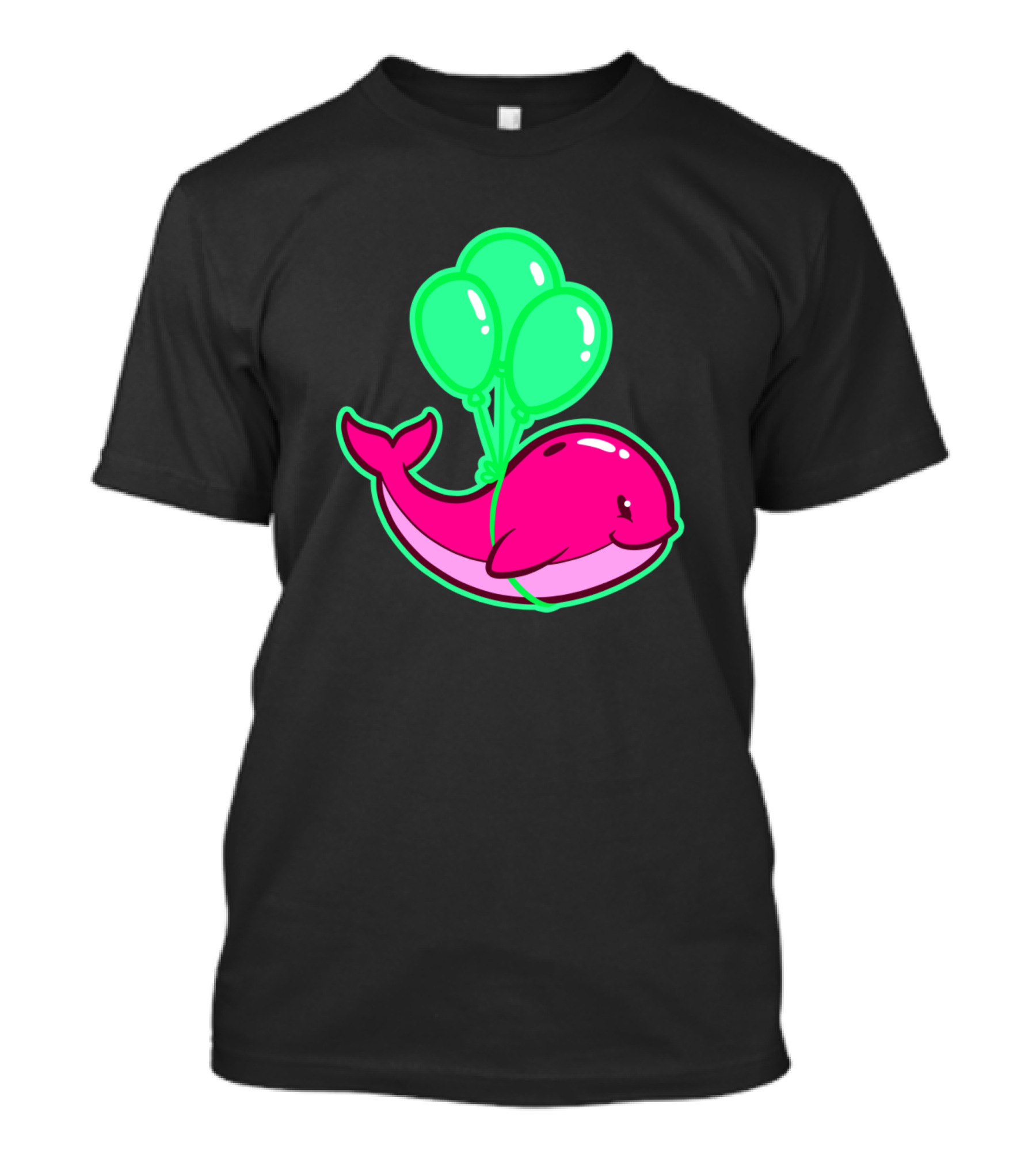 Cute Whale With Green Balloons Floating T-Shirt