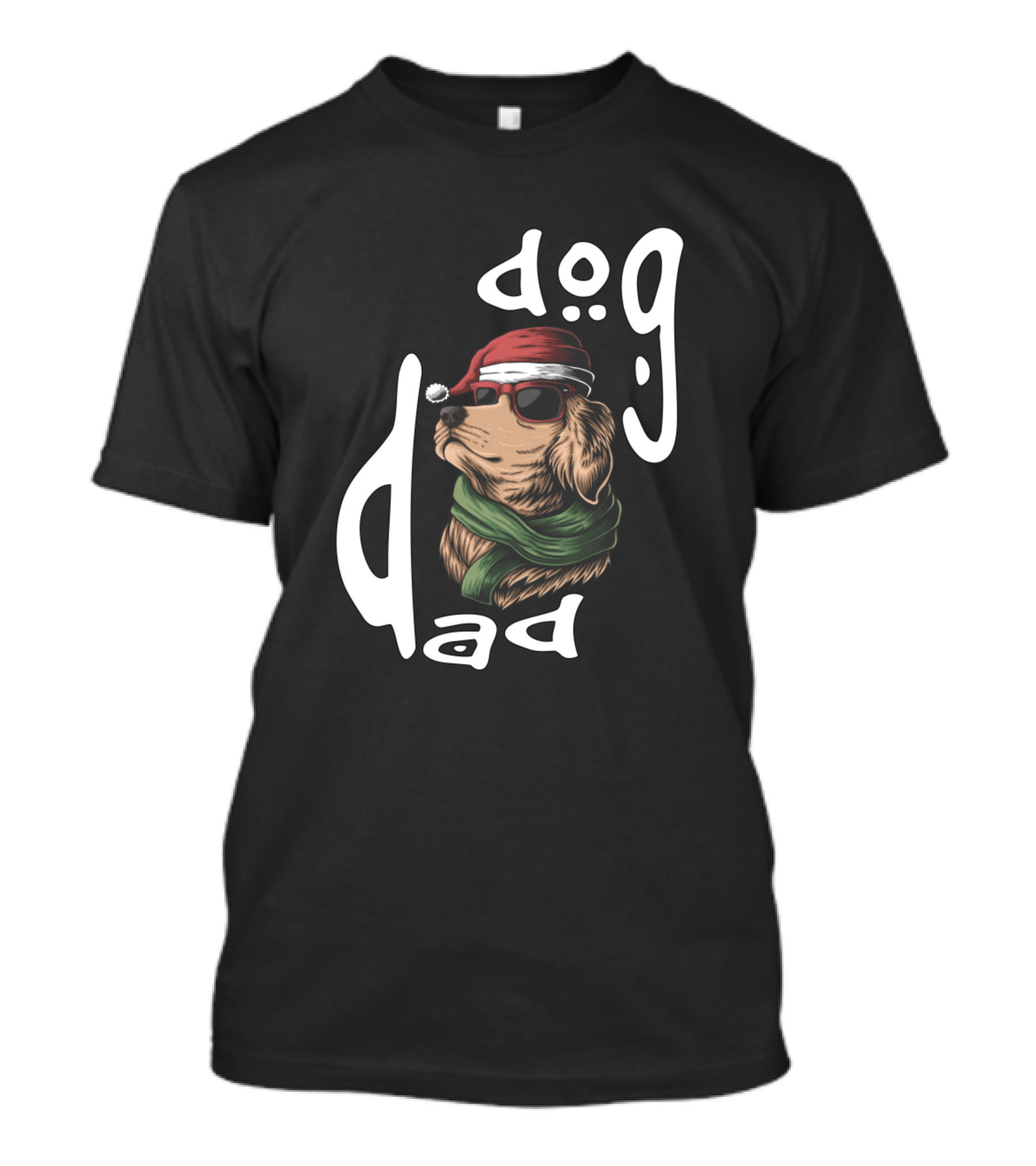 Dog Dad Santa Hat Sunglasses Scarf T-Shirt
