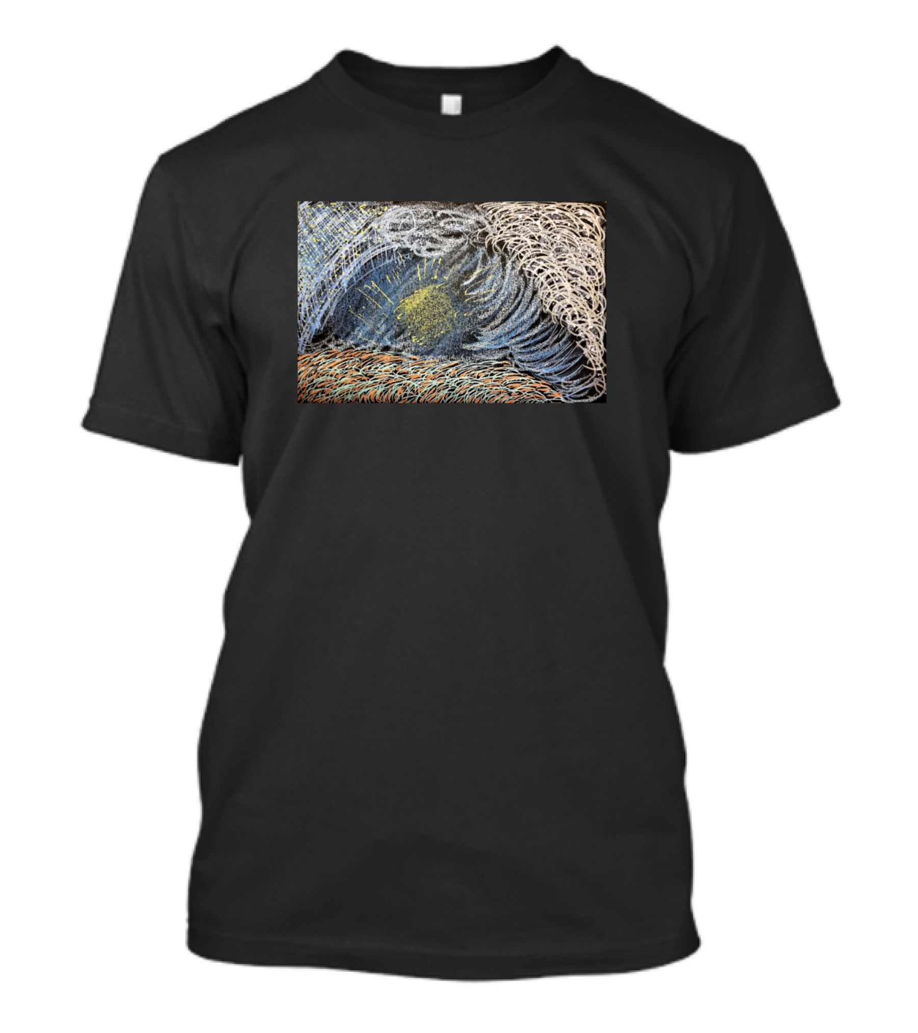 Dark And Strange Sunrise Textured Abstract Wave T-Shirt