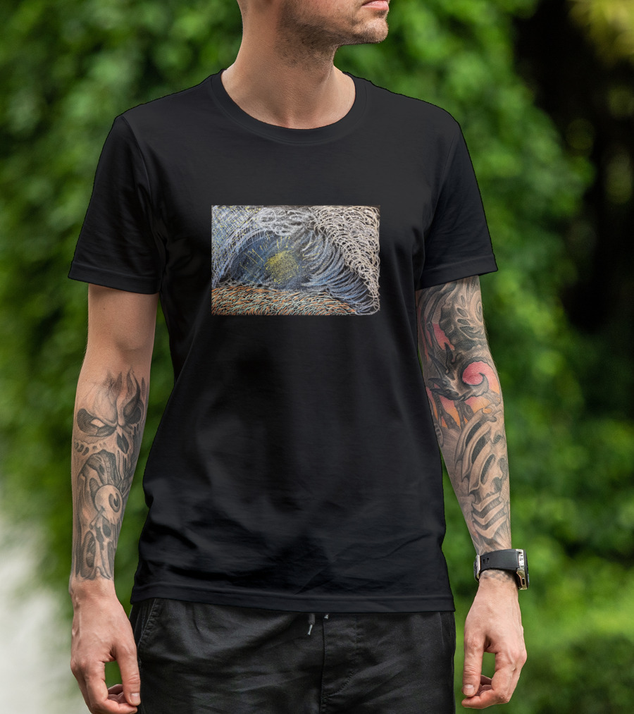 Dark And Strange Sunrise Textured Abstract Wave T-Shirt