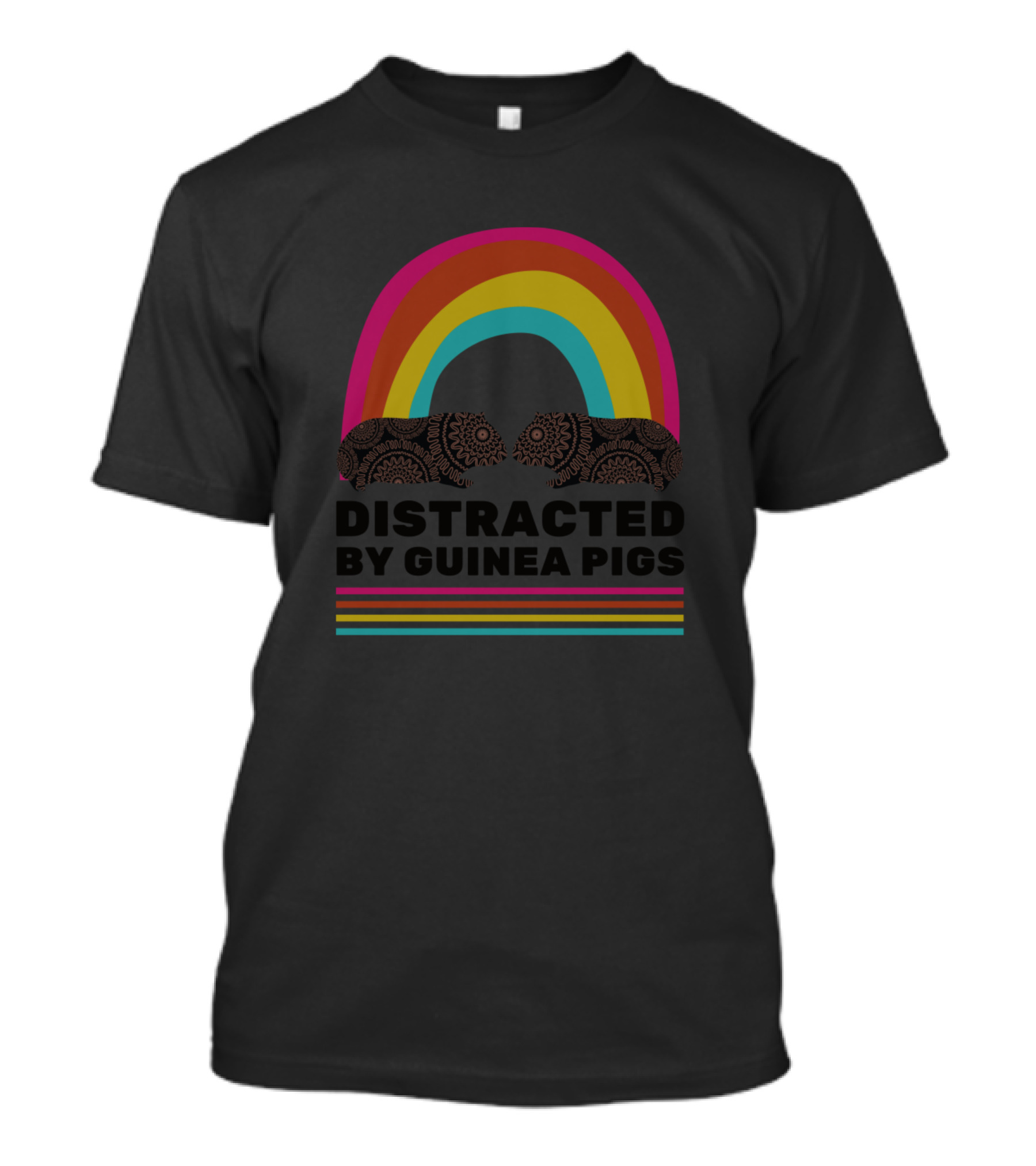Distracted By Guinea Pigs Rainbow T-Shirt